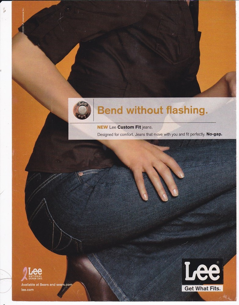 LEE jeans 2008 magazine print ad page clipping advert BEND WITHOUT FLASHING