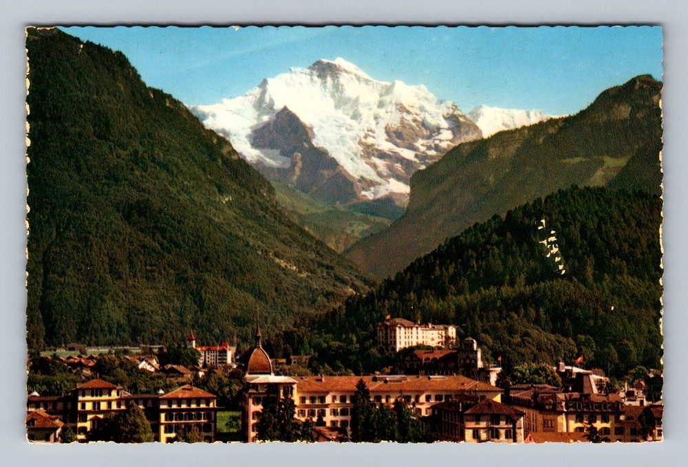 Switzerland- Interlaken & Mount Jungfrau Souvenir Postal Old PC Vintage Postcard
