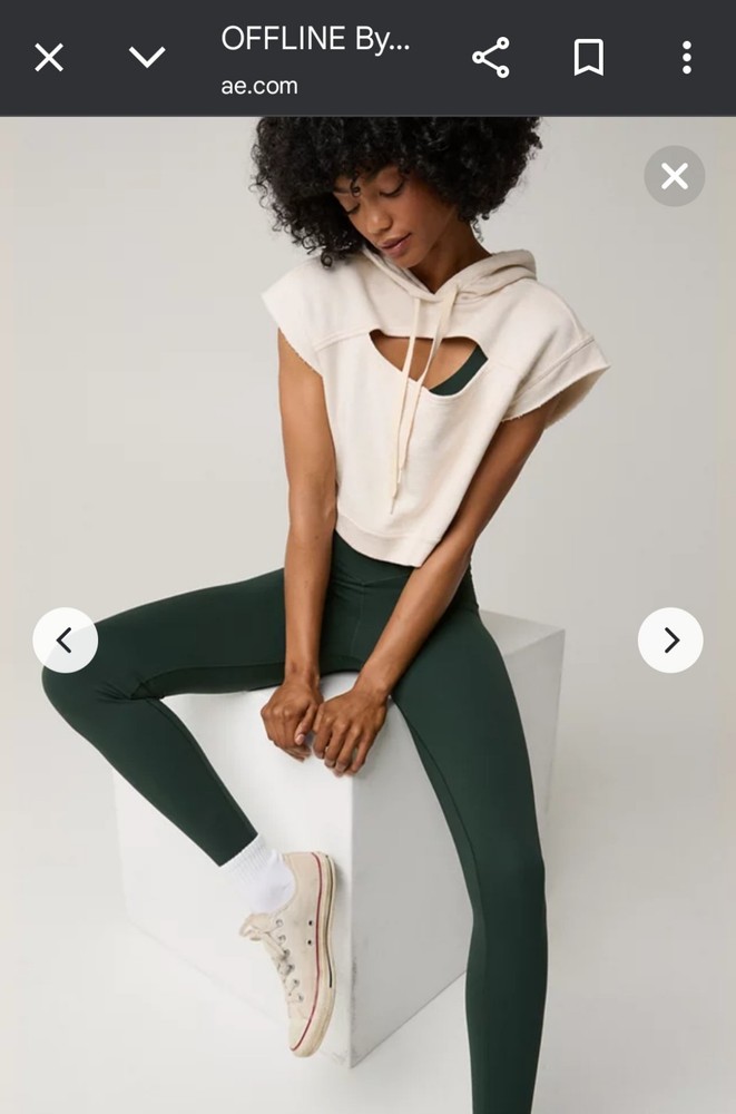 Aerie Offline Real Me High Waisted Crossover Leggings Mystical Green XXS NWT