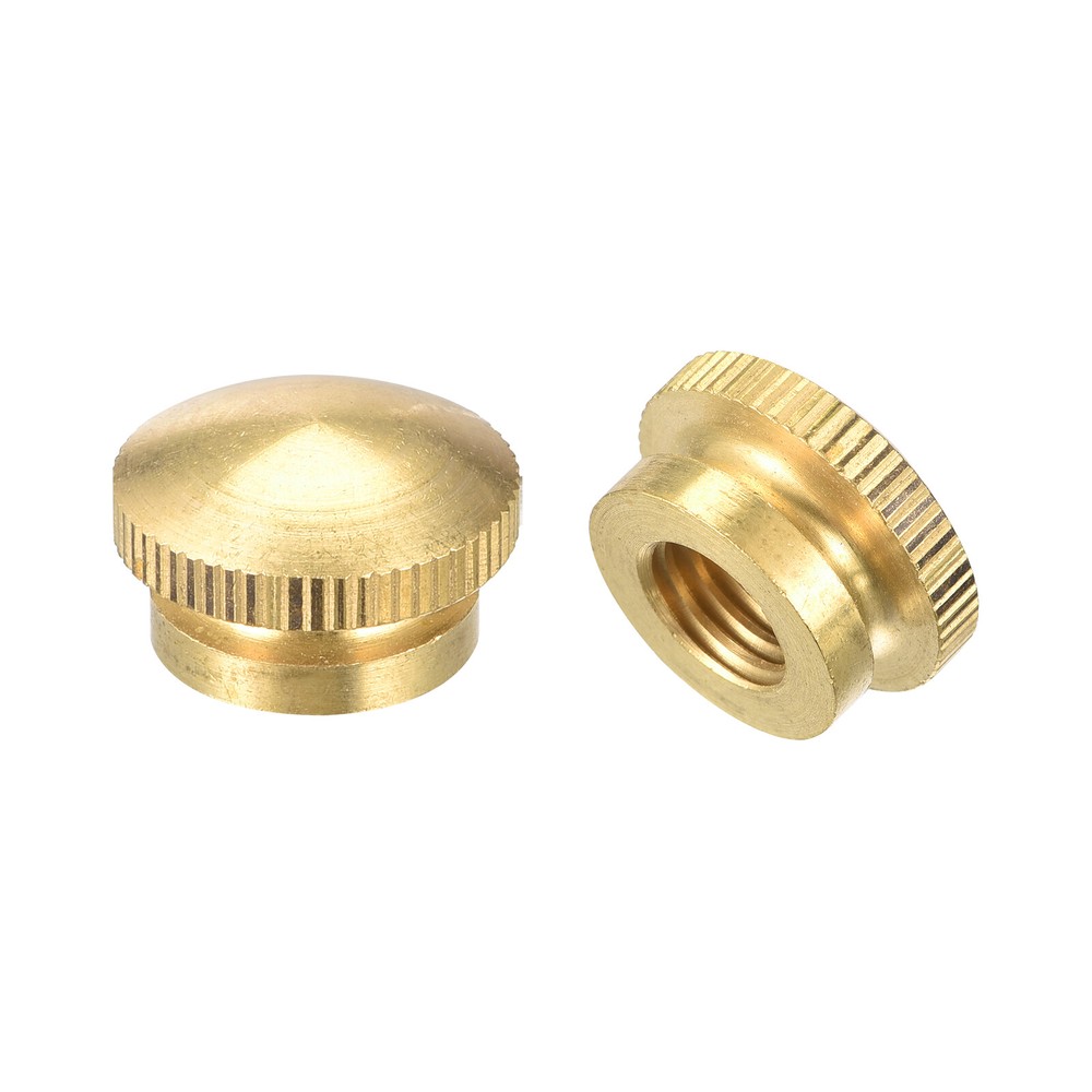 Brass Knurled Thumb Nuts, M10x1.5mm Round Stepped Knobs Fasteners 2Pcs