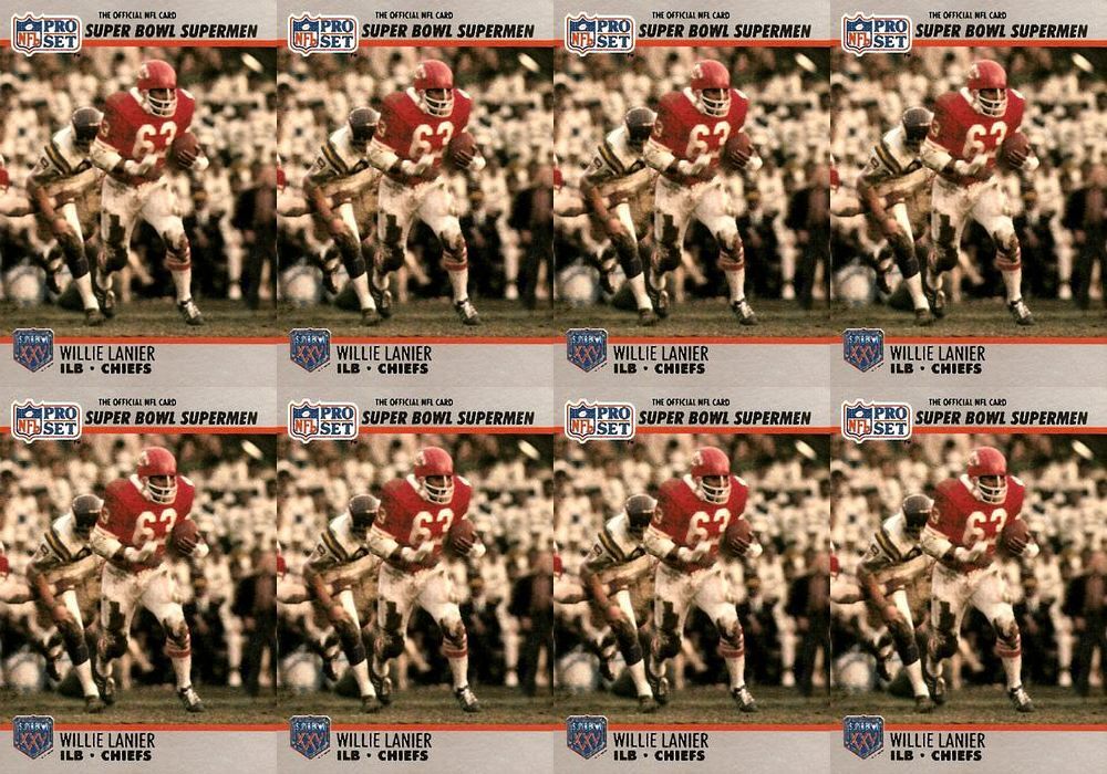 (8) 1990-91 Pro Set Super Bowl 160 Football #91 Willie Lanier Chiefs Card Lot