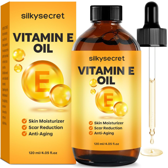 Organic Vitamin E Oil 4.05 Fl Oz 50,000 IU Face & Body Moisturizer with Almond