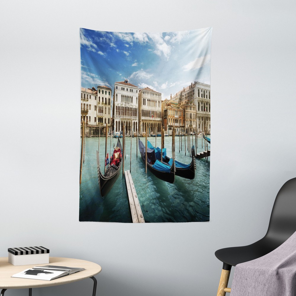 Italy Tapestry Gondolas Venetian Lagoon Print Wall Hanging Decor