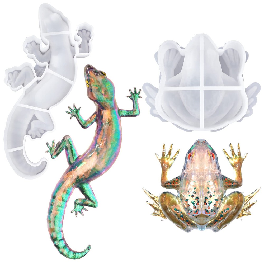 Animal Silicone Molds 2 Pcs Frog Lizard 3D Epoxy Resin Molds for Decor