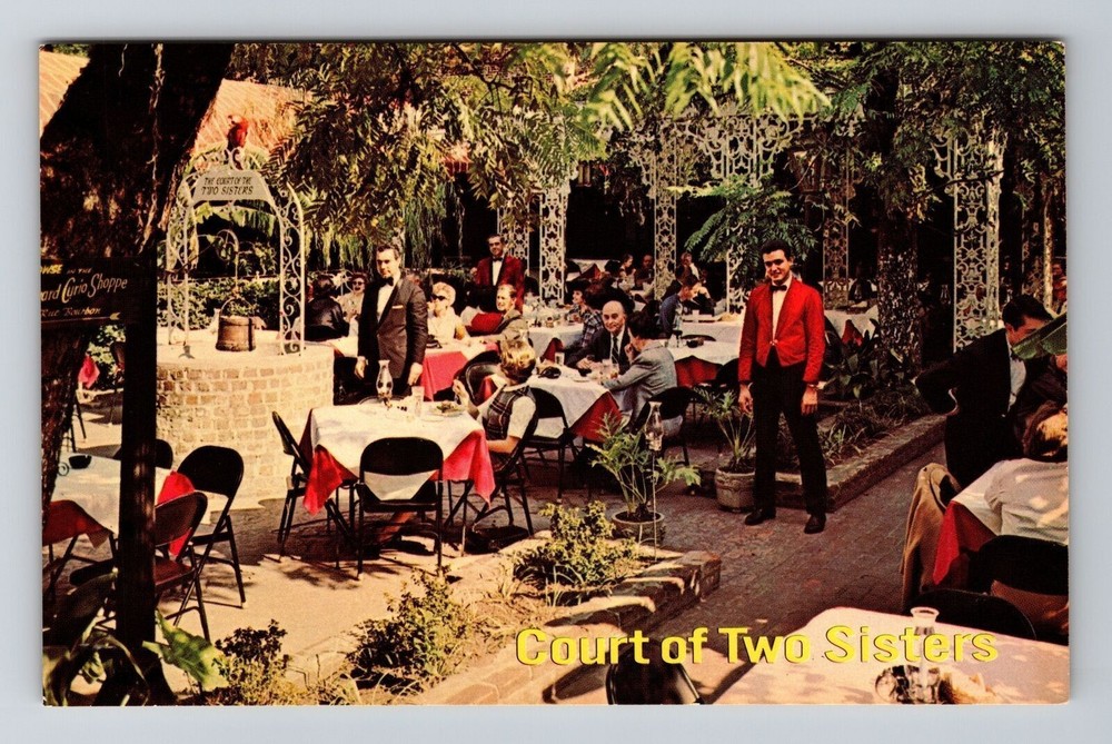 New Orleans LA-Louisiana, Dining at Court Two Sisters, Vintage Postcard