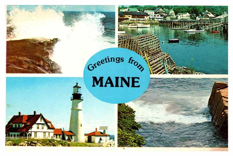 Postcard TOURIST ATTRACTION SCENE State of Maine ME AQ1832