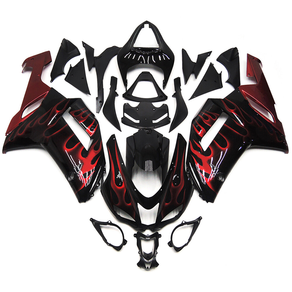 Red Black Fairing Kit for 2007 2008 Kawasaki Ninja ZX6R 636 Injection Bodywork