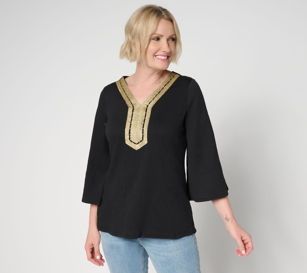 Belle by Kim Gravel Women's Top Sz 2XS (XXS) Packabelle Gotta Black A687897