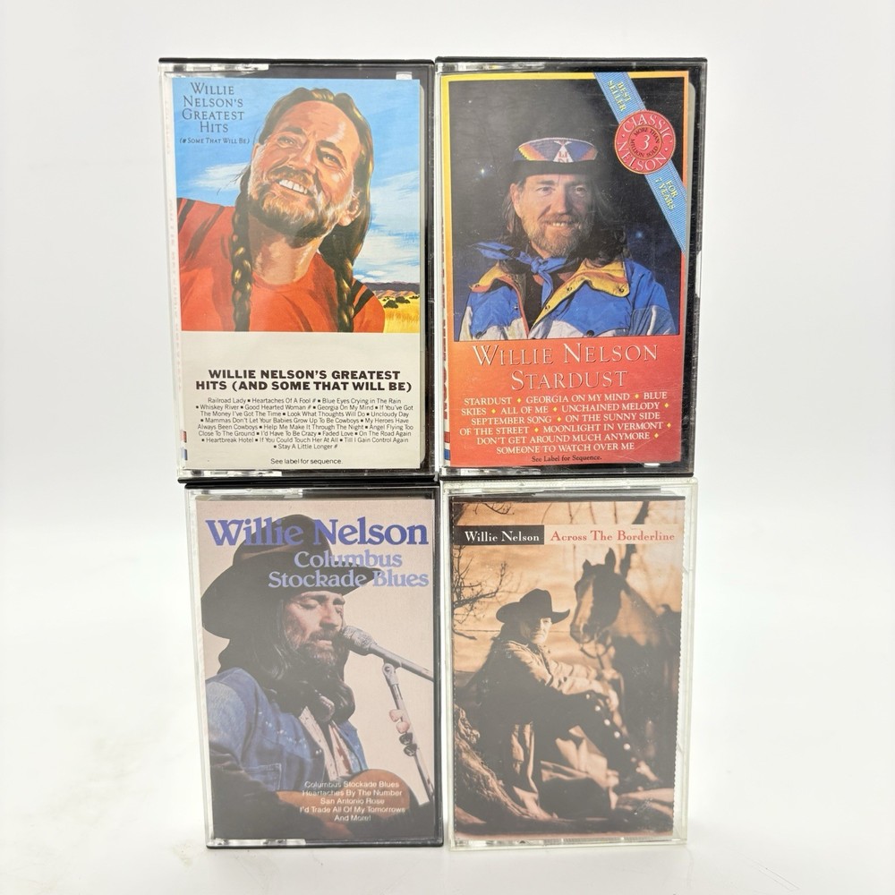 Willie Nelson Country Music Cassette Tape Lot Of 4 Stardust Greatest Hits Tested