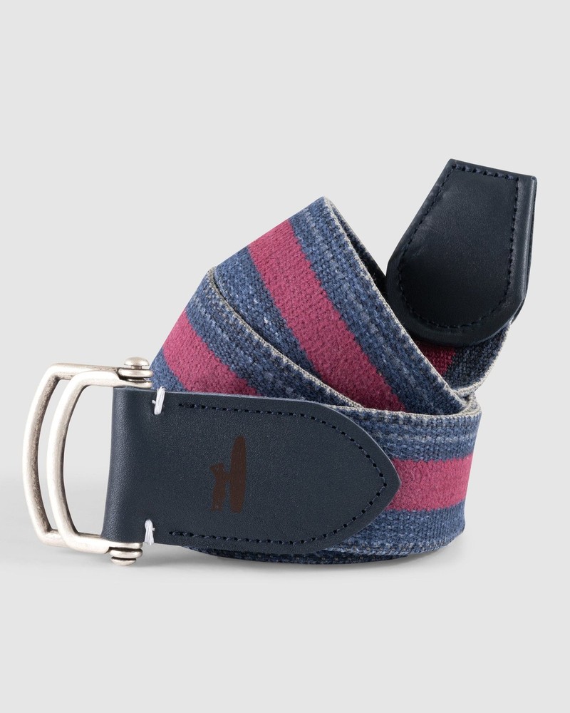 johnnie-O Washed Striped Belt Navy Size M