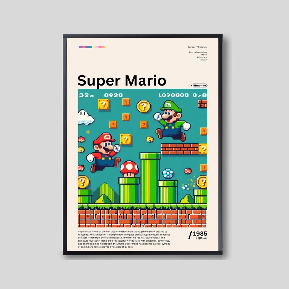 Super Mario Bros Poster - Gaming Art Print Wall Decor Gamer Room Birthday Gifts