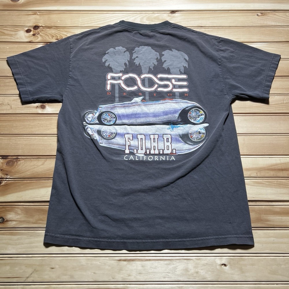 Vintage 90s Chip Foose F.D.H.B. Huntington Beach California Shirt Size Large