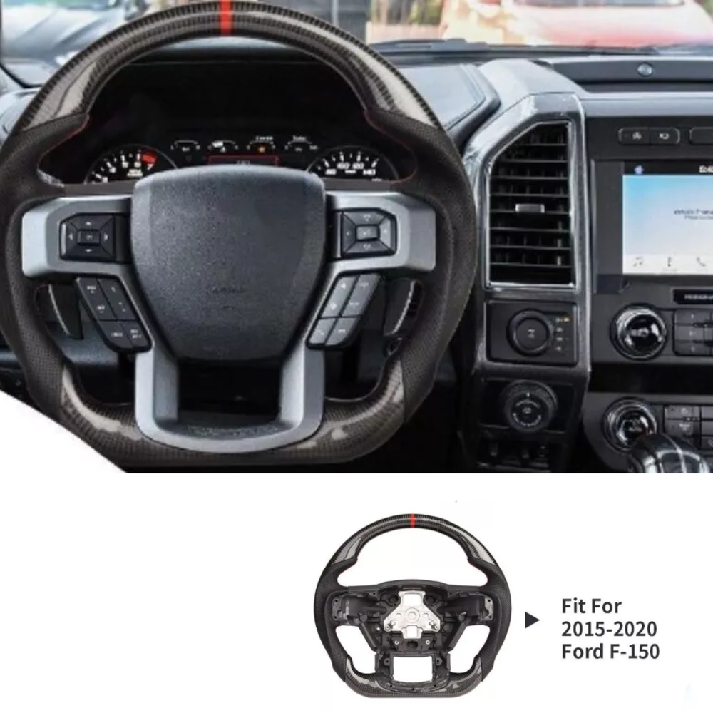 Real Carbon Fiber Sport Steering Wheel Fit 15-20 Ford F150/Raptor with Heated