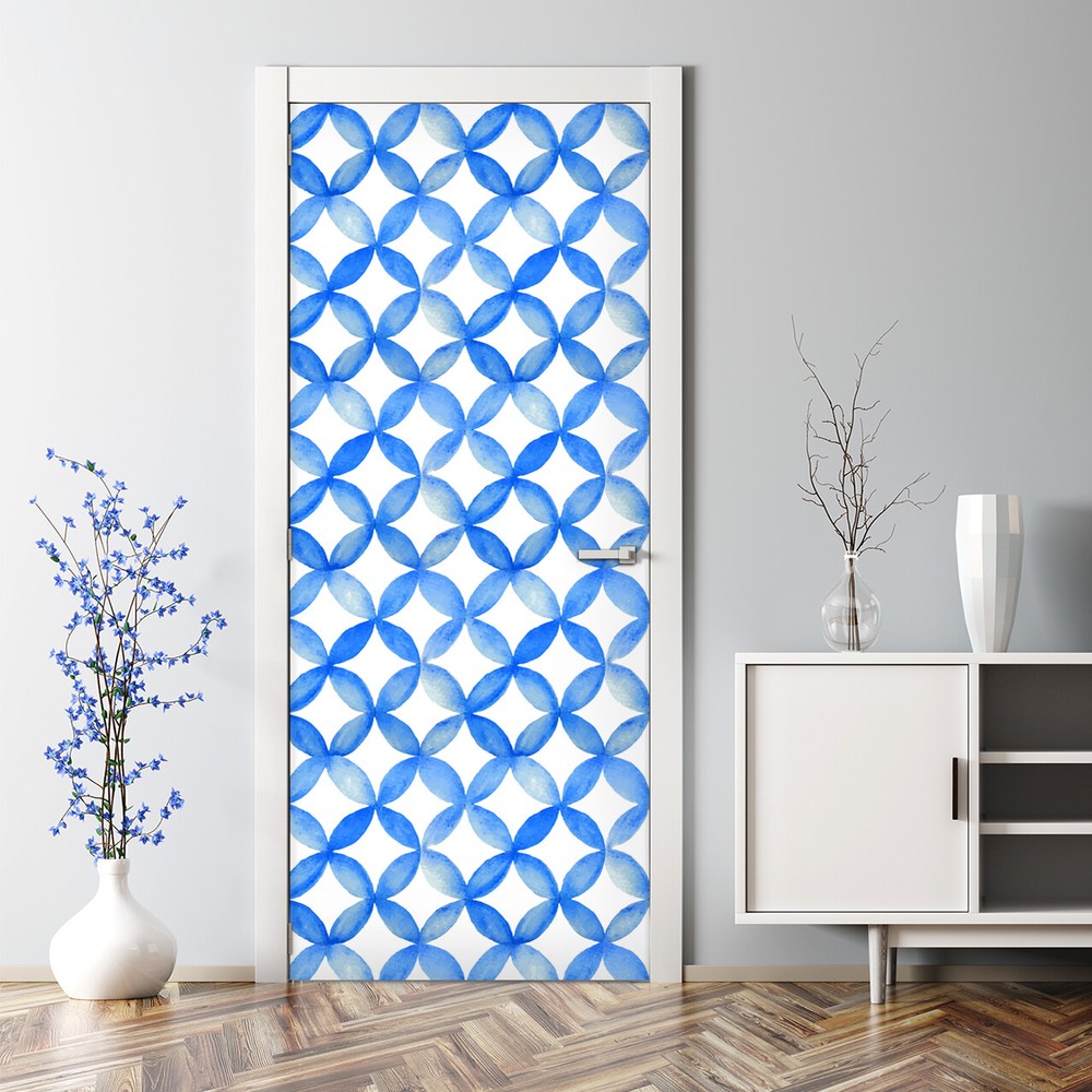 Blue watercolor bubble-free door decal decor sticker for photos