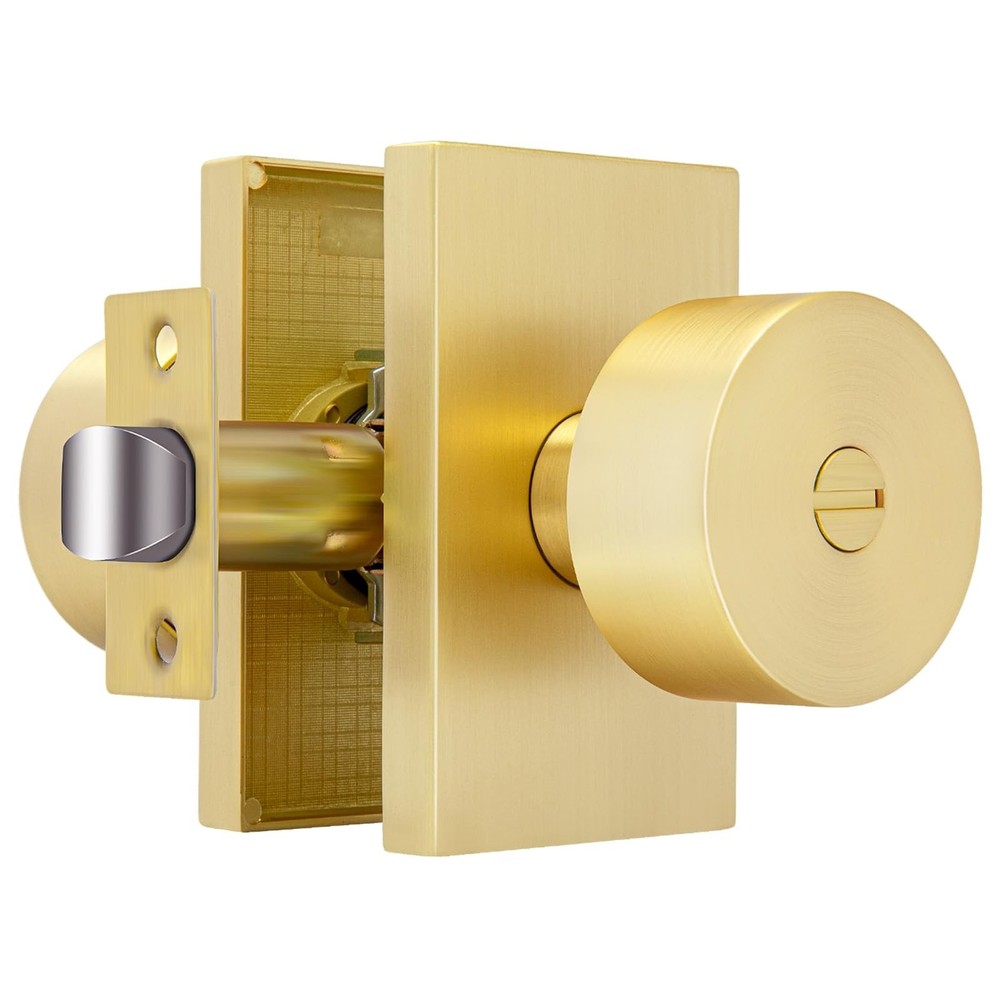Gold Door Knob Interior, Privacy Heavy Duty Zinc-Alloy Brushed Gold Interior ...