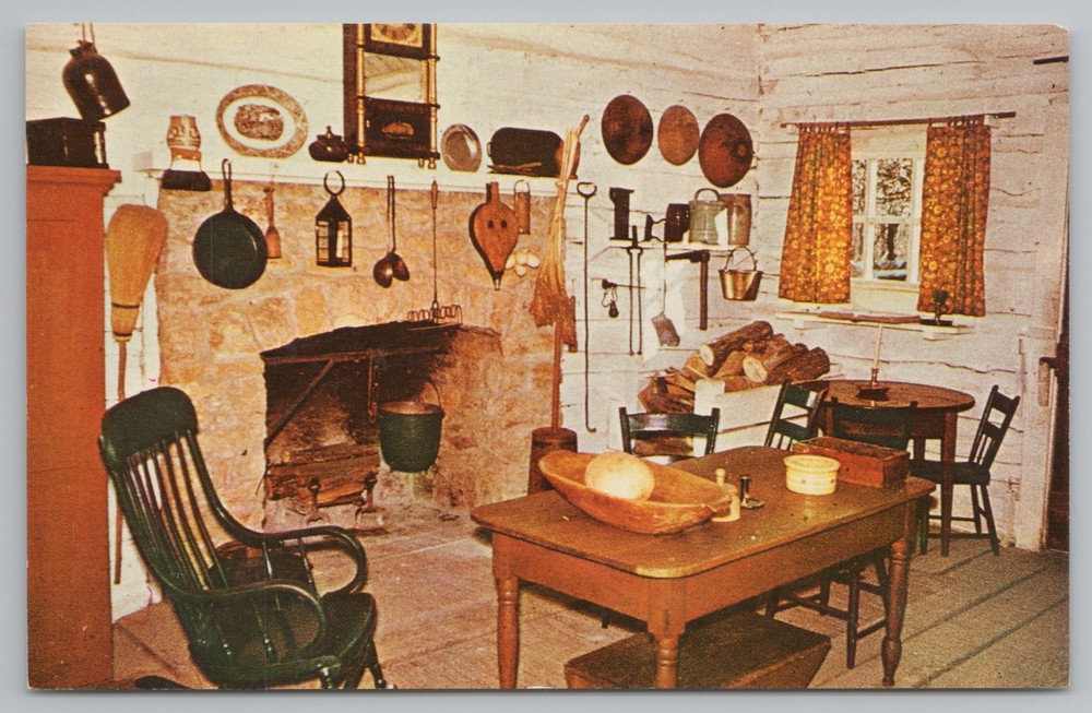 State Parks~Interior Henry Onstot Residence Lincoln New Salem~Vintage Postcard