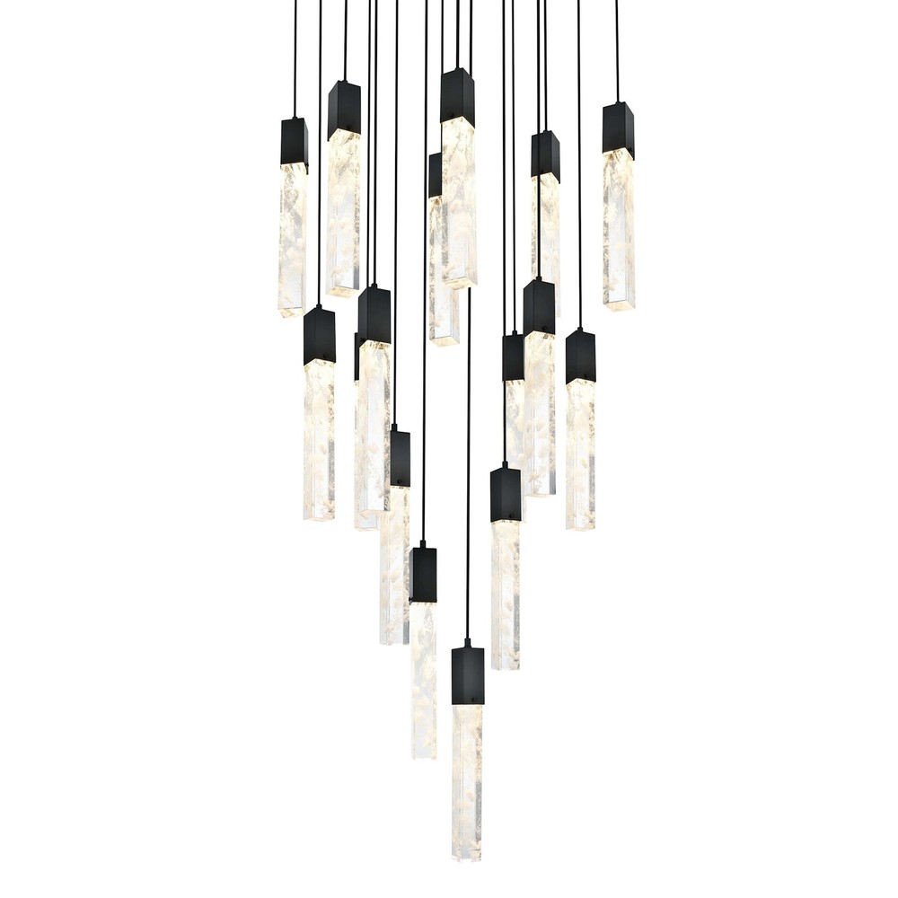 Elegant Black Aurora 2088G30 30-Inch Crystal Multi-Light Pendant Lighting