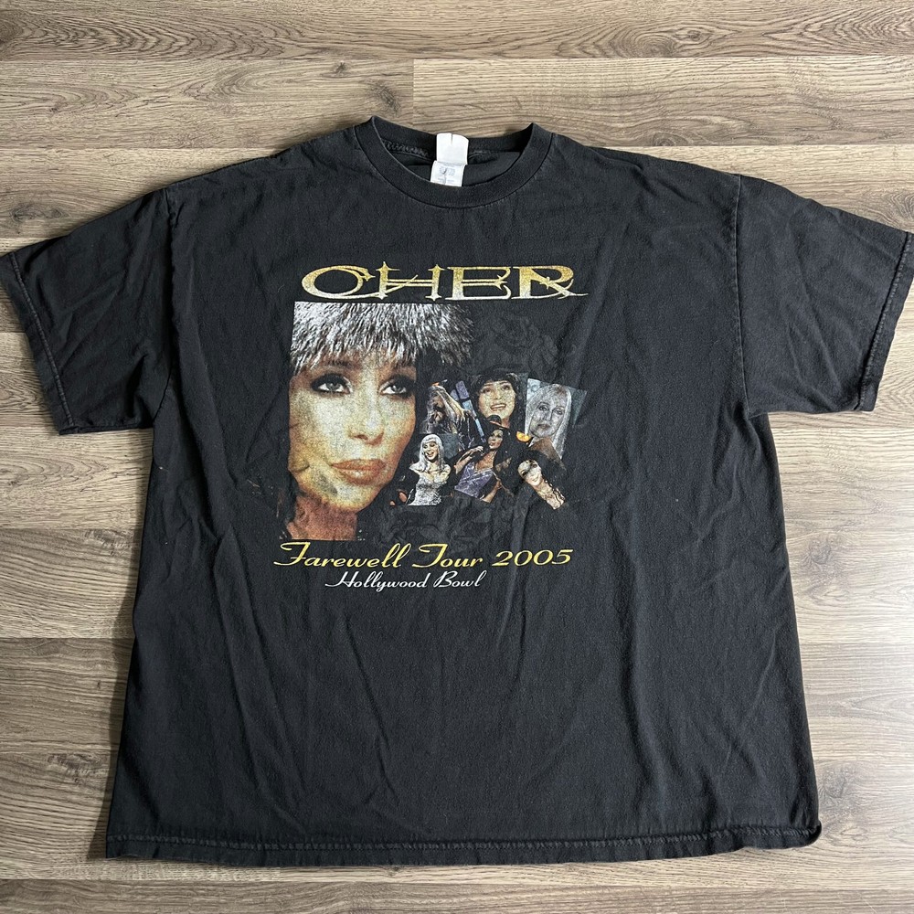 VTG Cher Farewell Tour T Shirt Mens 2XL 2005 Tee Hollywood Bowl Pop Rock Dance
