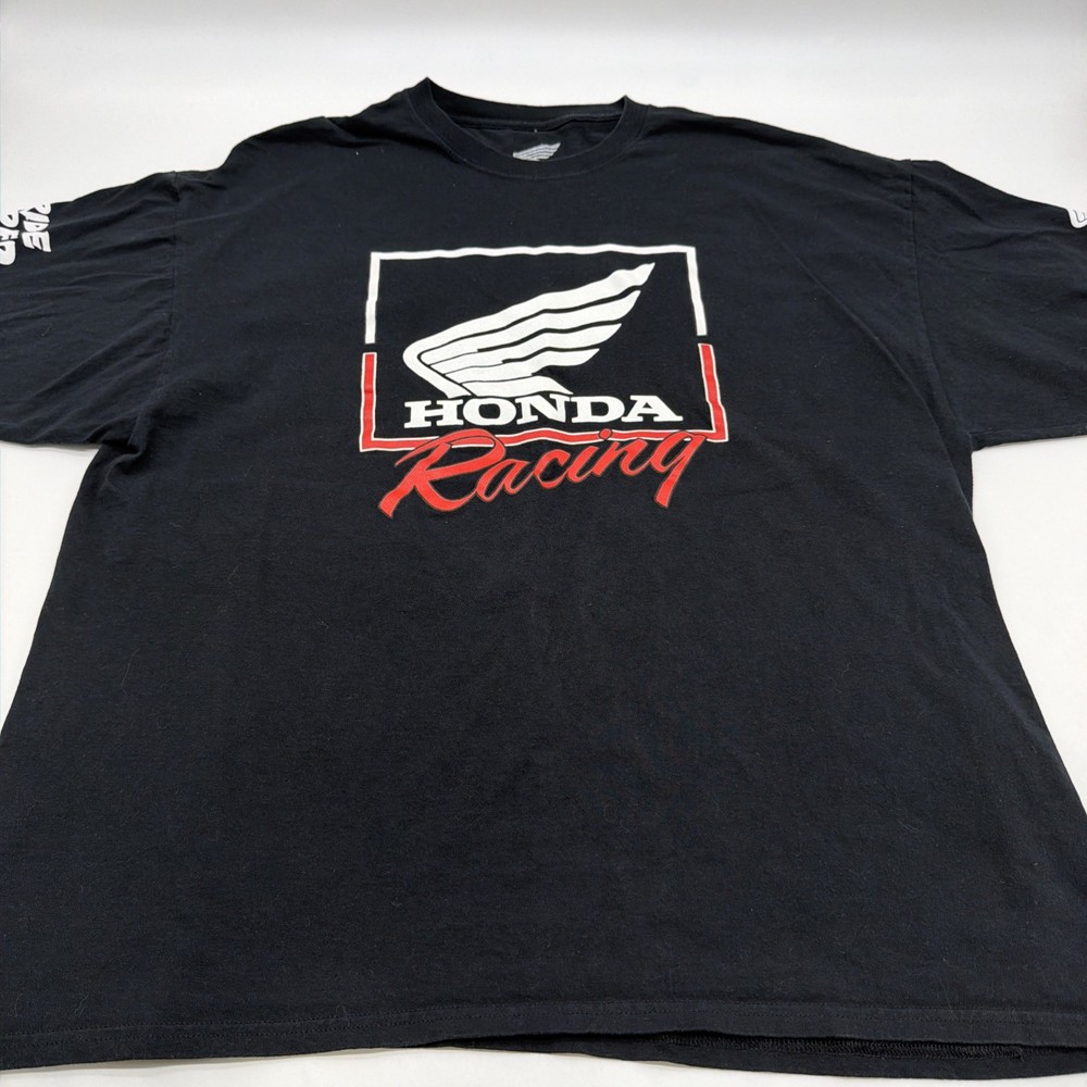 Honda Racing T-shirt Men 2XL Black Graphic Print Logo 100% Cotton.#46612