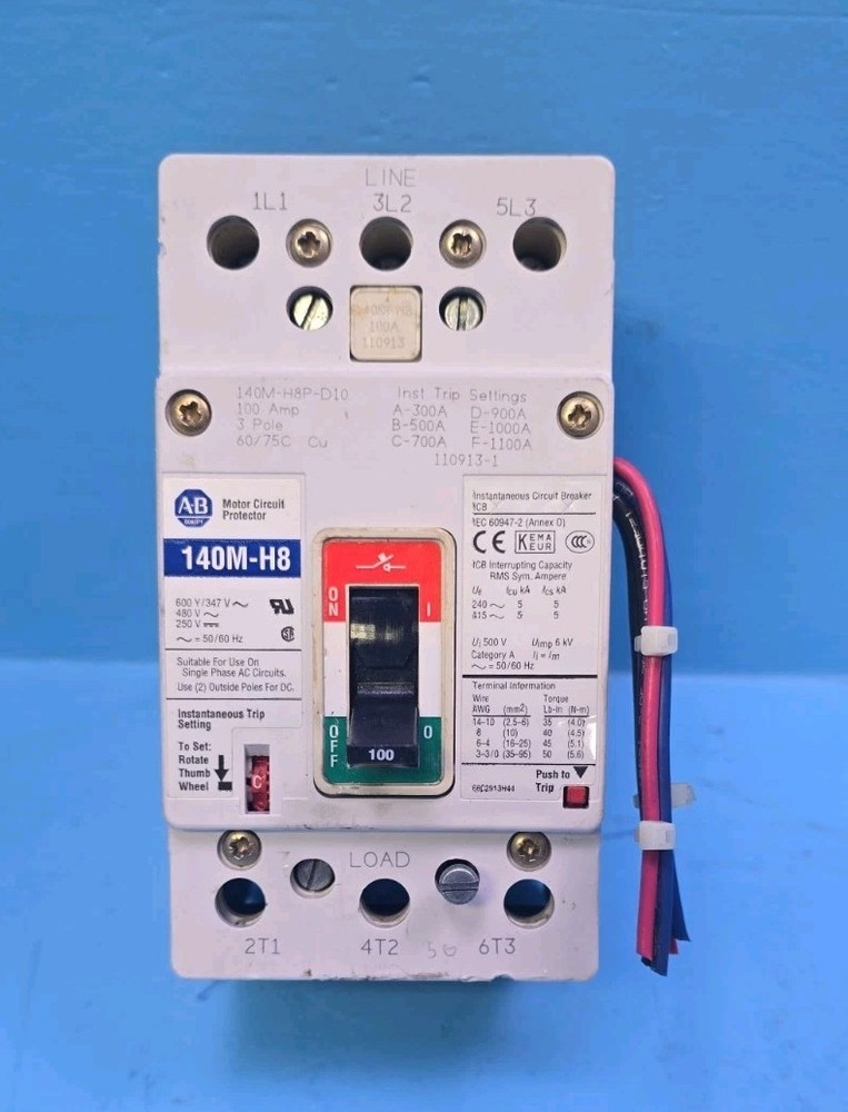 Allen Bradley 140M-H8P-D10 100A 480V 3Pole Motor Circuit Protector
