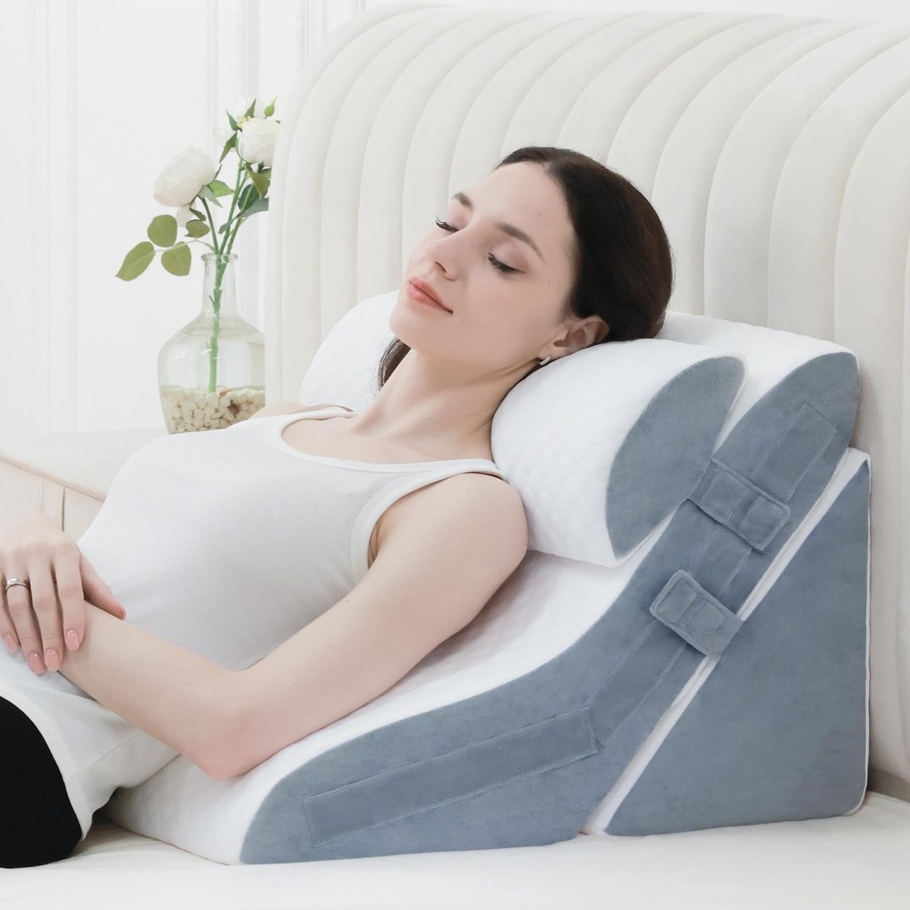 3PCS Adjustable Memory Foam Bed Wedge Pillow Set for Sleeping & Support