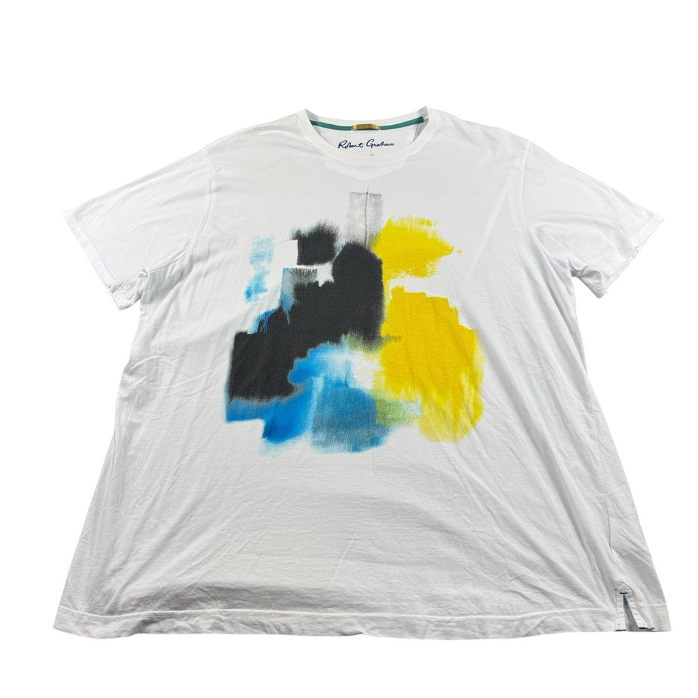 Robert Graham White Graphic Abstract Cotton Mens T Shirt Size 2XL-image