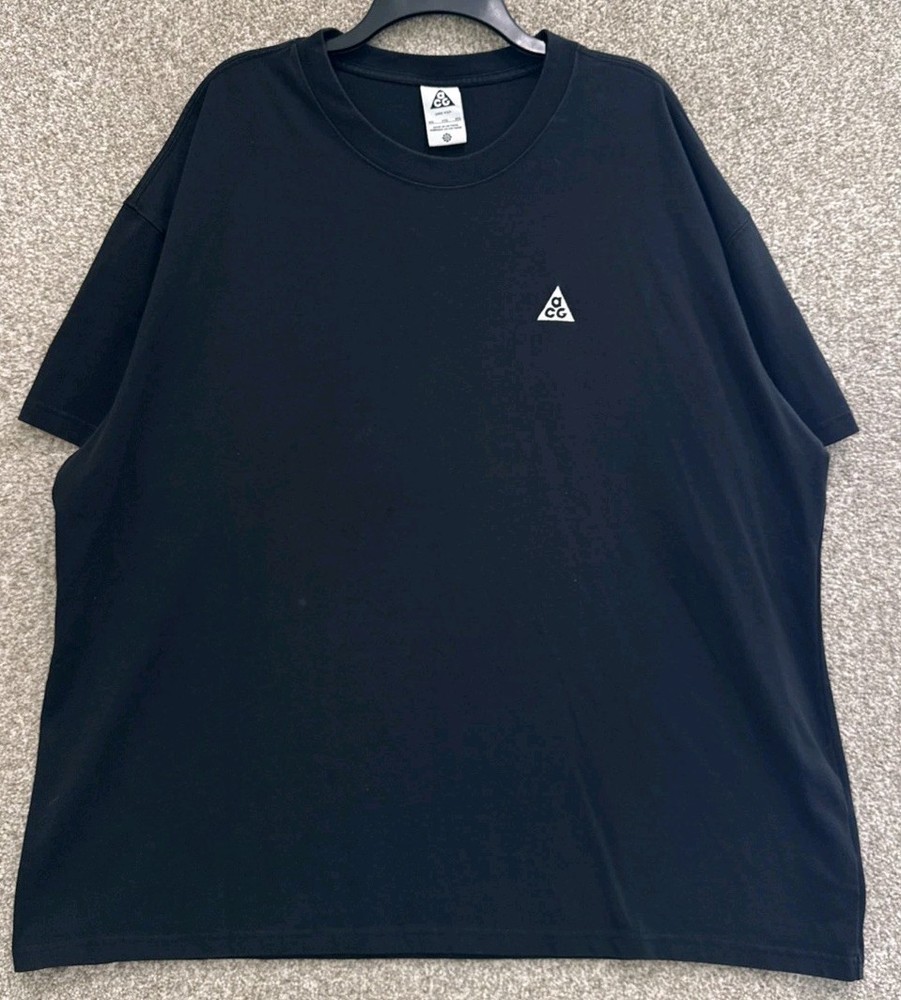 Nike ACG T-Shirt Men's 2XL Heavy Embroidered Logo Short Sleeve Black DJ3642-010