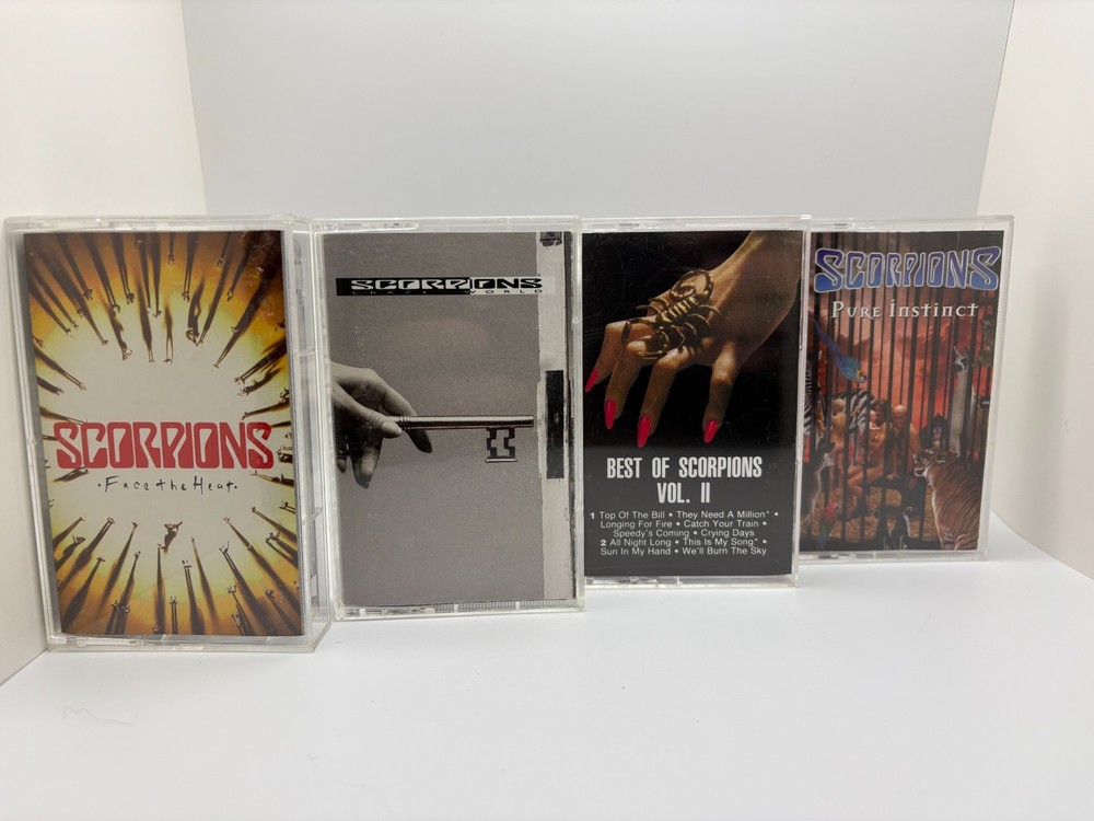 Lot of 4 Scorpions Cassette Tapes, Crazy World, Face the Heat, Best of 2, Pure