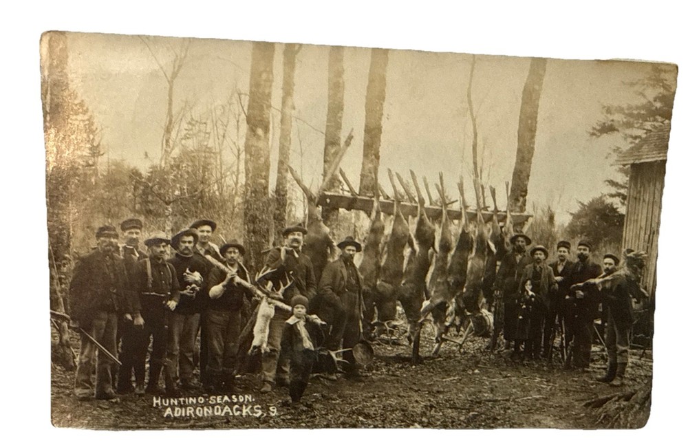 1912 RPPC Adirondack Deer Hunters New York