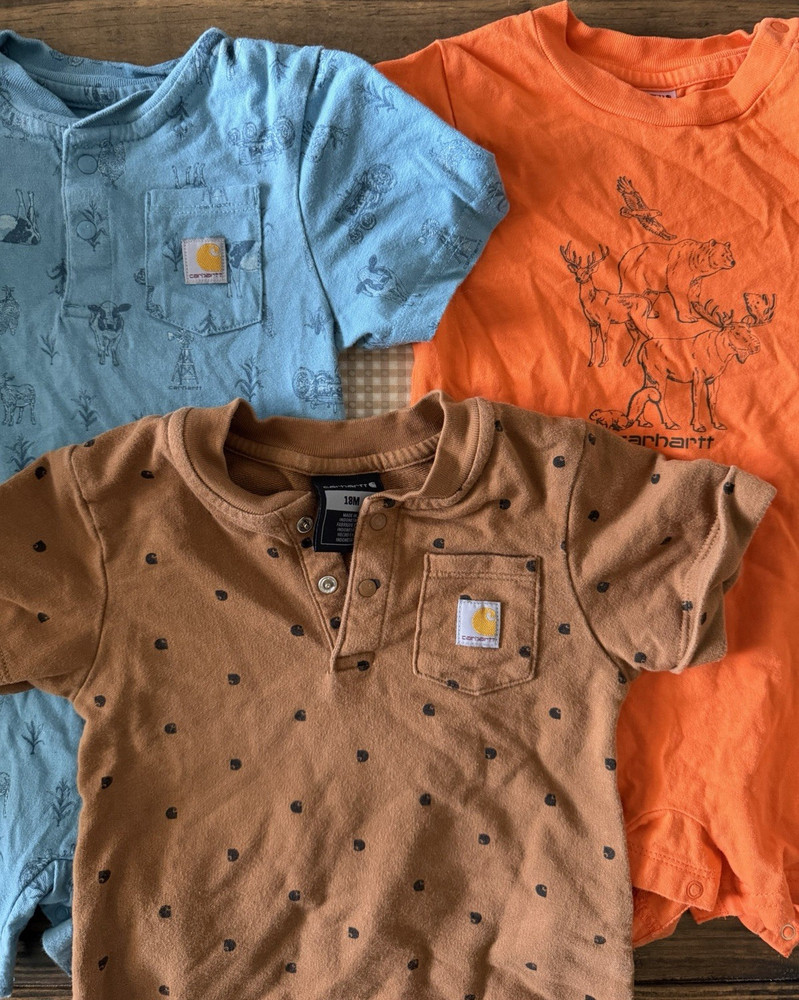 Carhartt Baby 18M Cotton One-Piece Romper Lot, 3