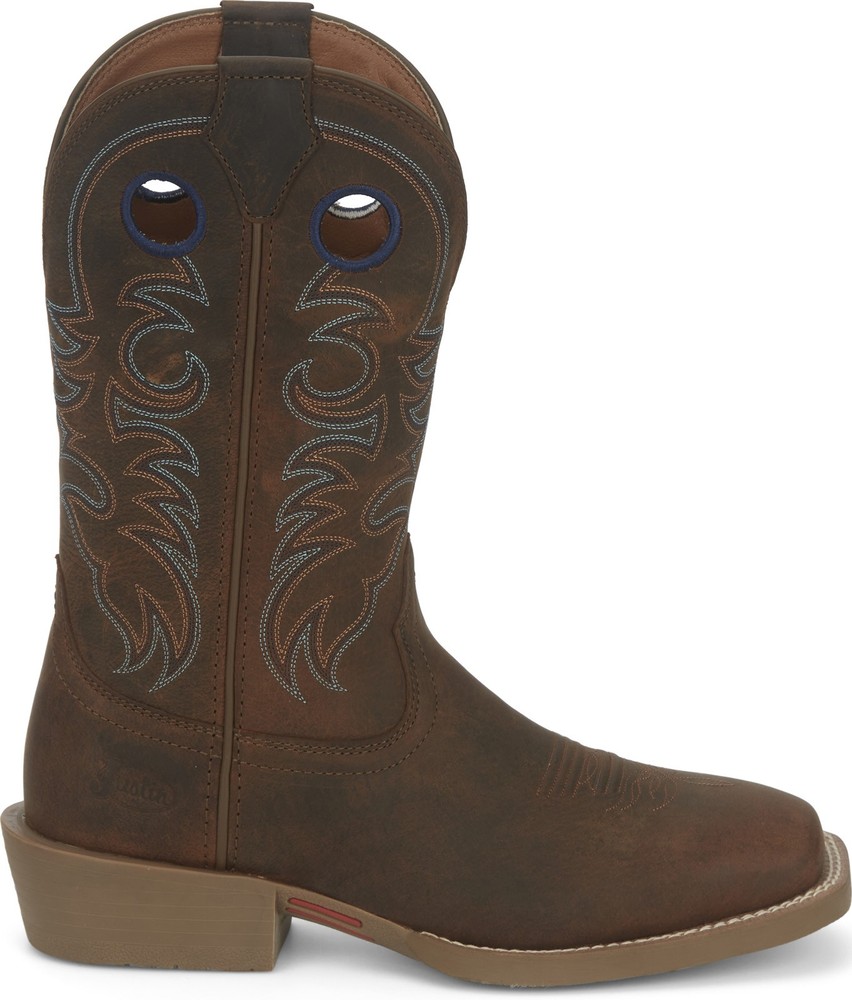 Justin Boots Muley Square Toe Water Buffalo Western Boots for Men in Brown