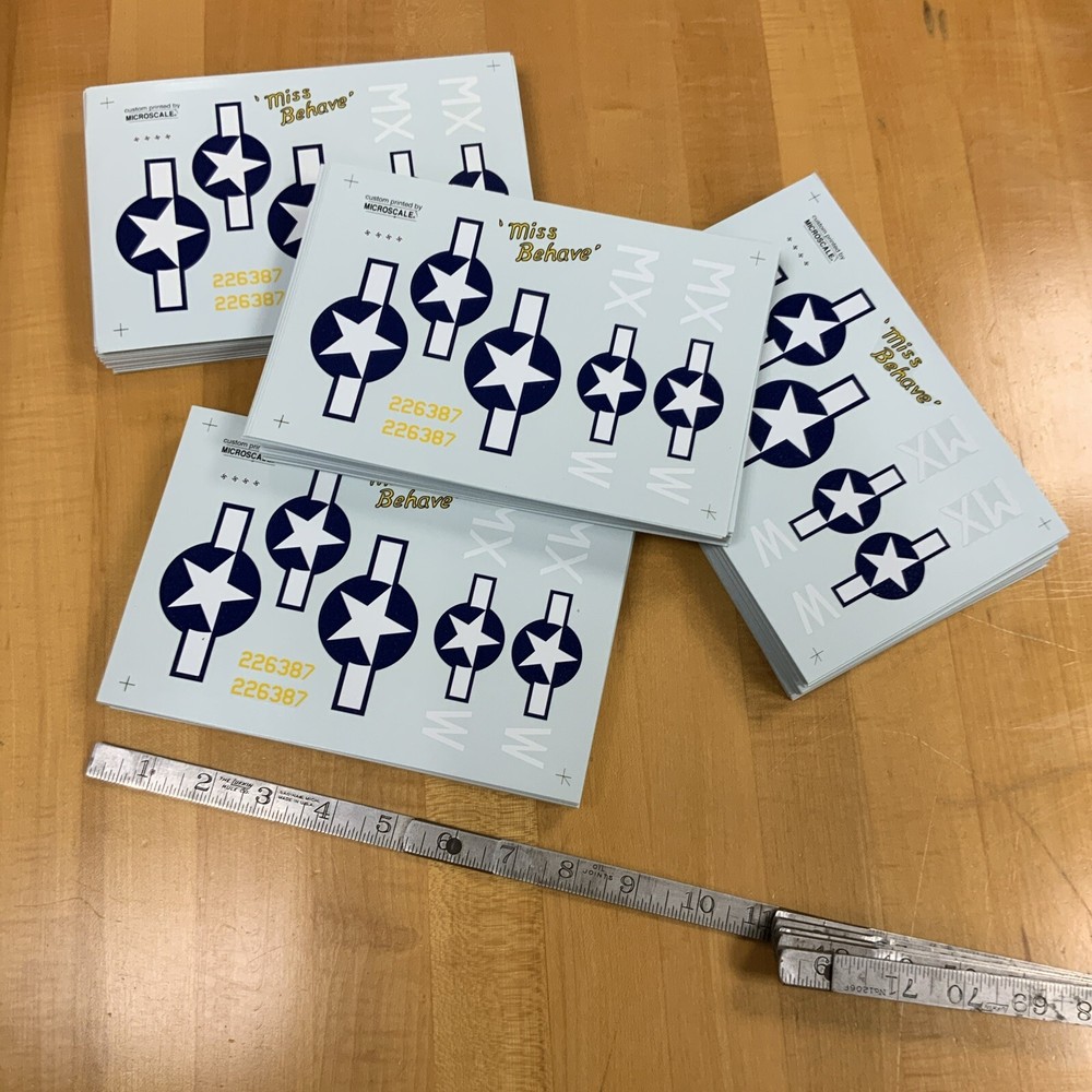 Over 400 Custom Printed Microscale Model Airplane Decal Sheets “Miss Behave”