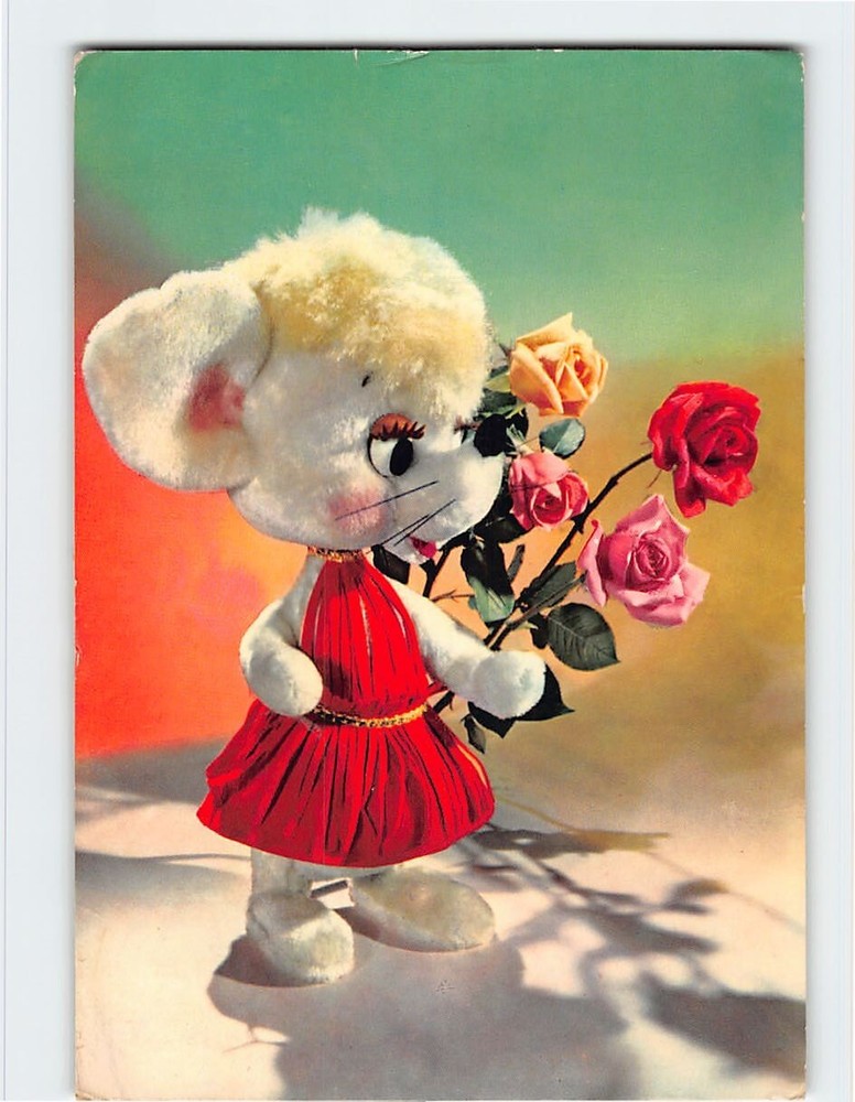 Postcard Annalee Doll with Roses