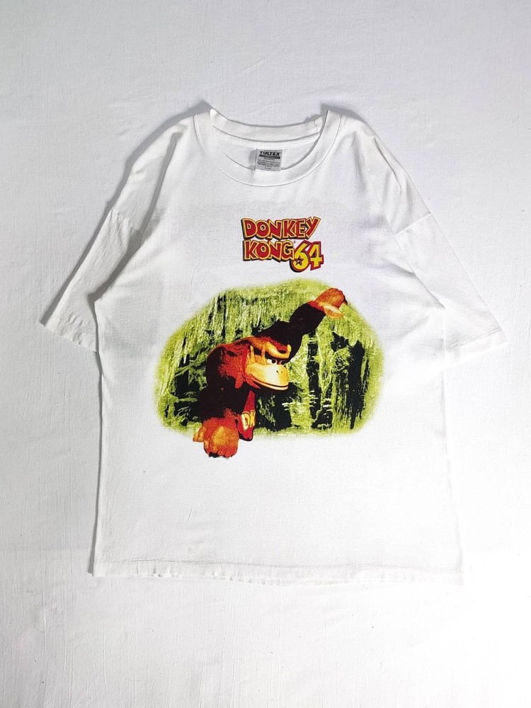 Vintage 90s Donkey Kong 64 Graphic T-Shirt White Tultex Size L/XL