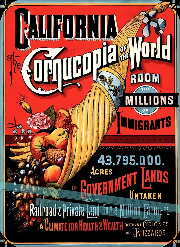 California The Cornucopia Of The World 1885 Vintage Poster Print Retro Style Art