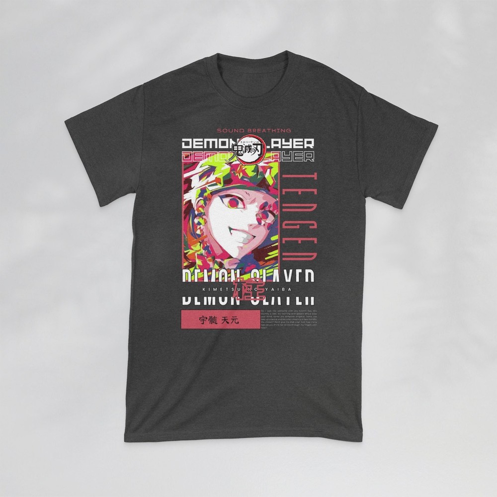 Tengen Uzui Sound Hashira T-Shirt Demon Slayer Anime Pillar Unisex Black S-5XL