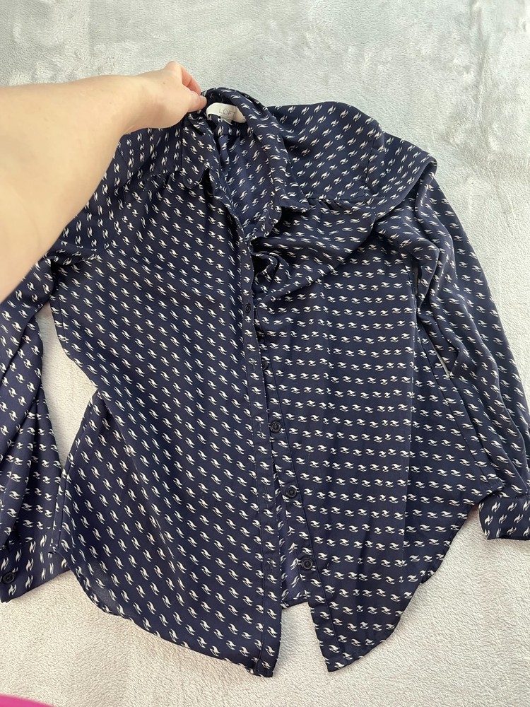 Ann Taylor LOFT Button Up Shirt Womens Sheer Small Petite Long Sleeve Career