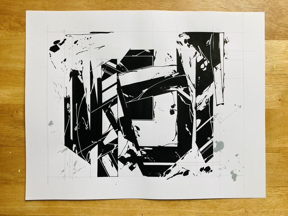 Graffiti-inspired abstract piece with typographical elements!