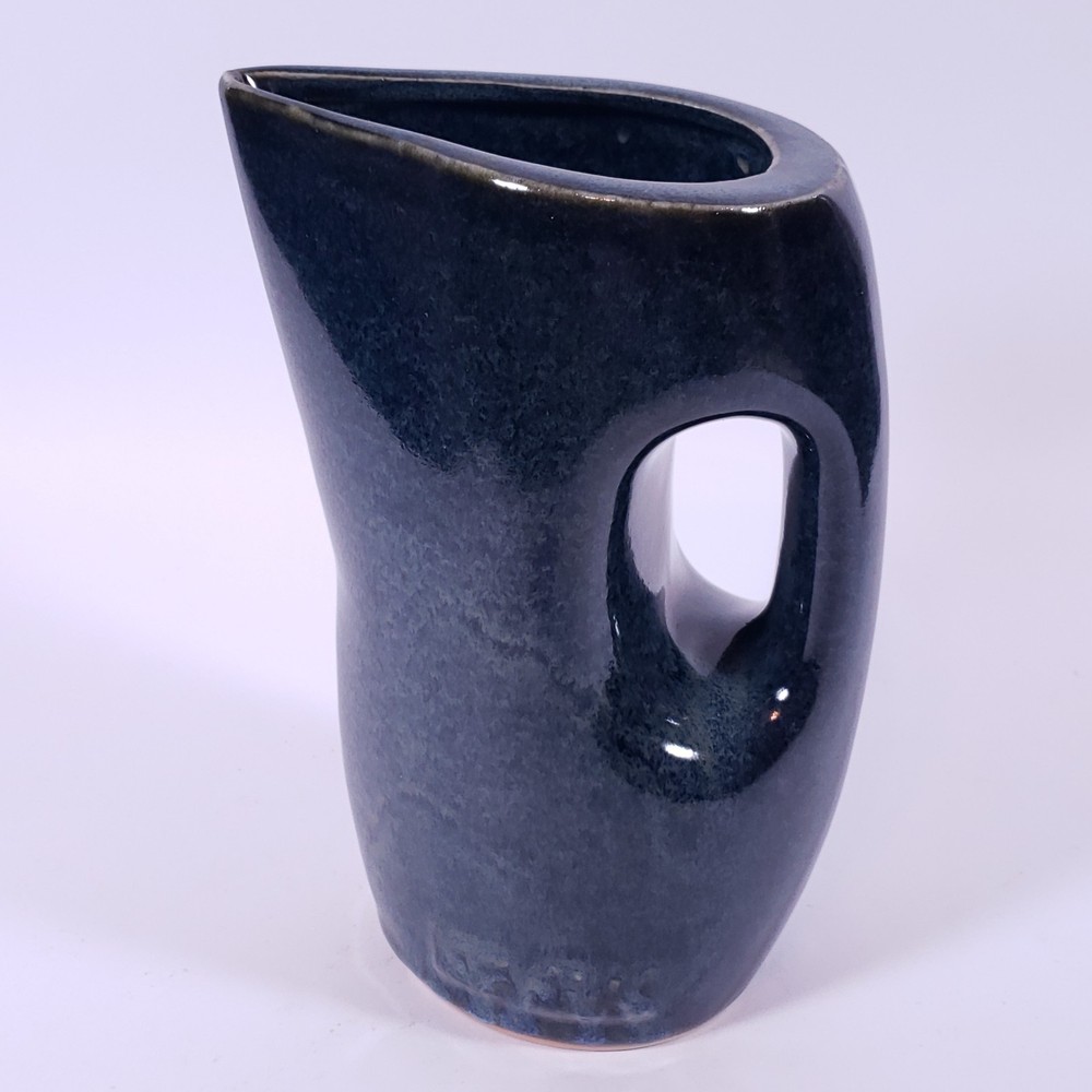 MCM Dark Blue Drip Glaze Japan Pottery PITCHER