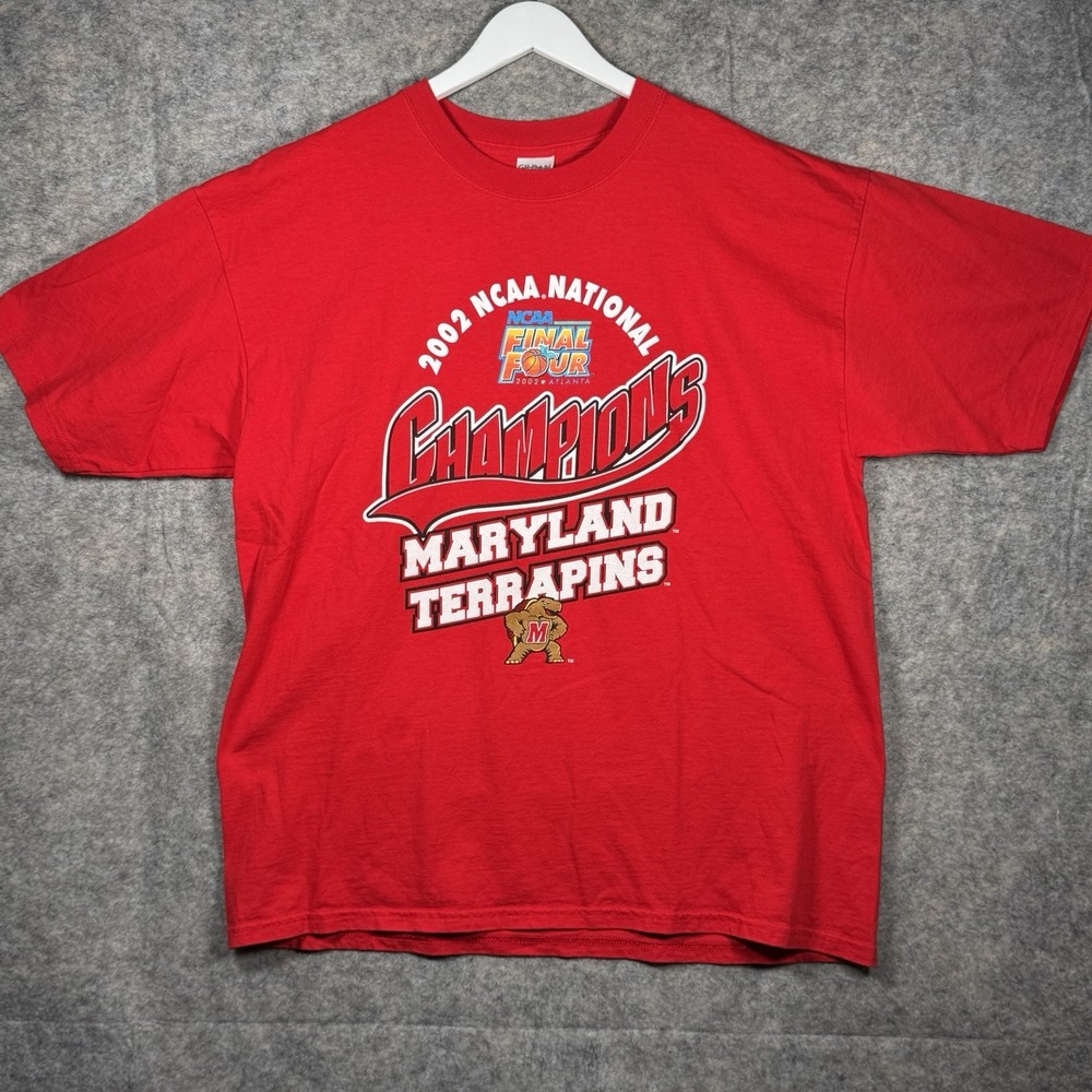 Vintage 2002 Maryland Terrapins National Basketball Champs T Shirt Mens Size XL