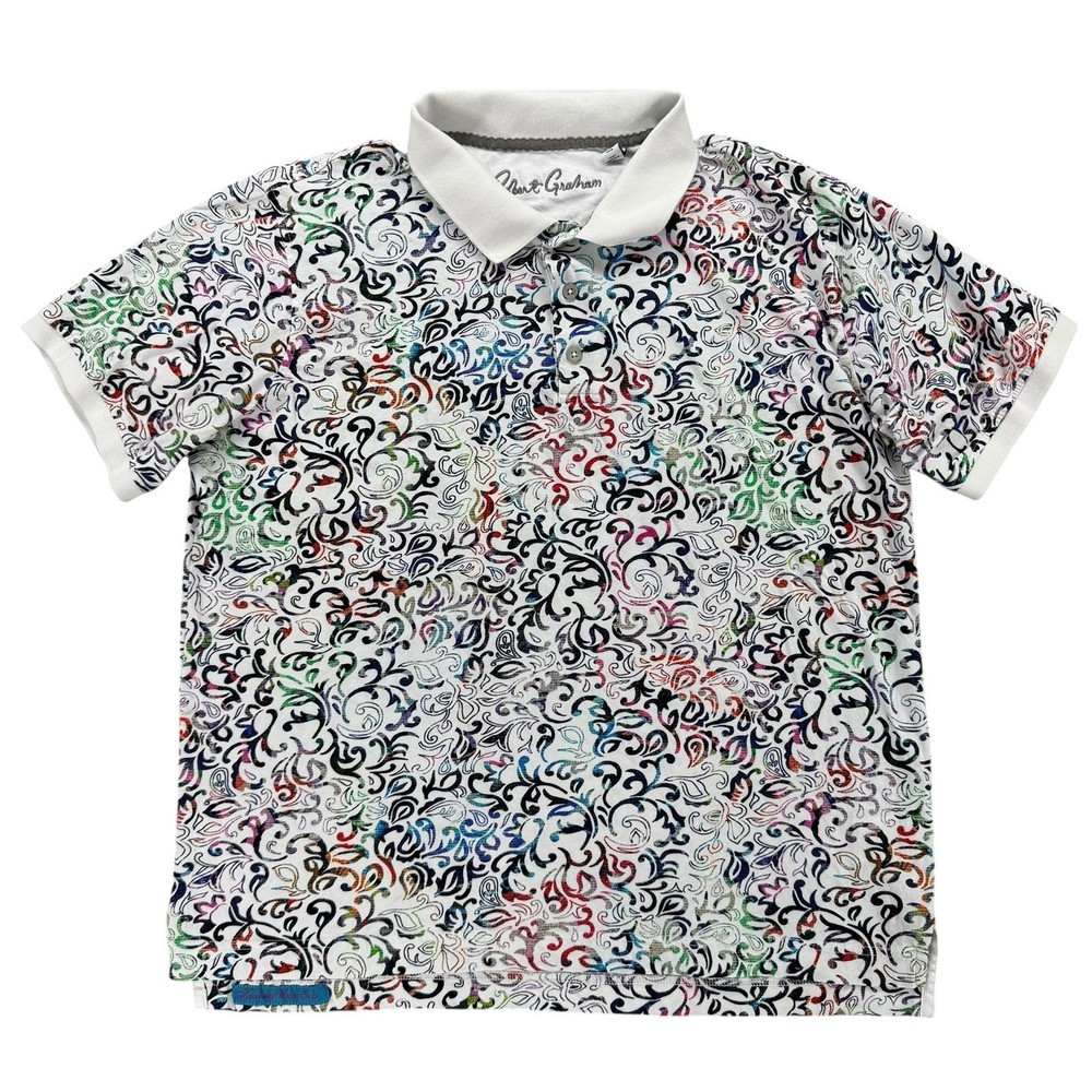 Robert Graham Men's Classic Fit Molecule Polo Short Sleeve Size Large Cotton