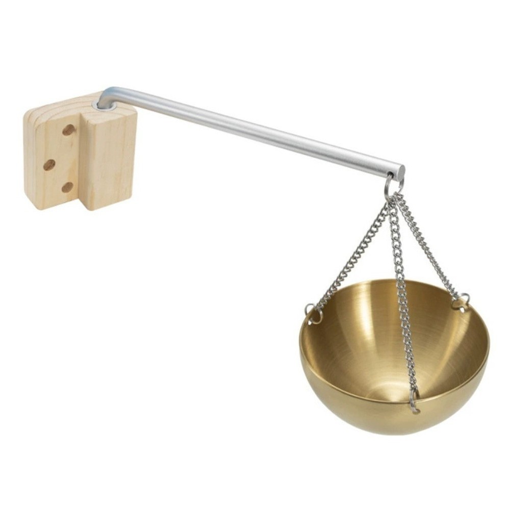 Sauna Spa Oil Bowl Gold 500ml Stainless Steel Cedar Bracket Aromatherapy