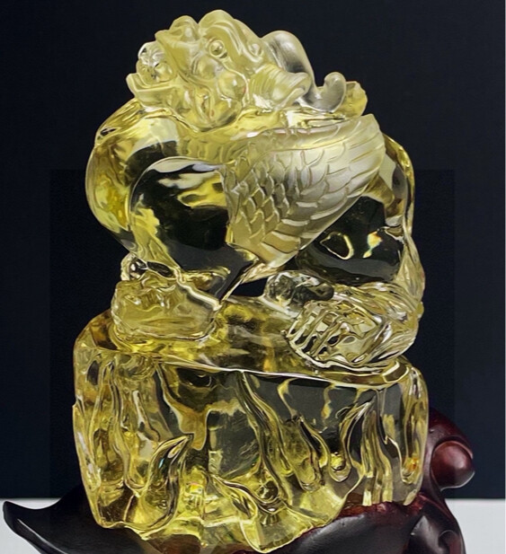 2.6LB Natural Citrine Quartz Lion Skull Crystal Carved Decoration