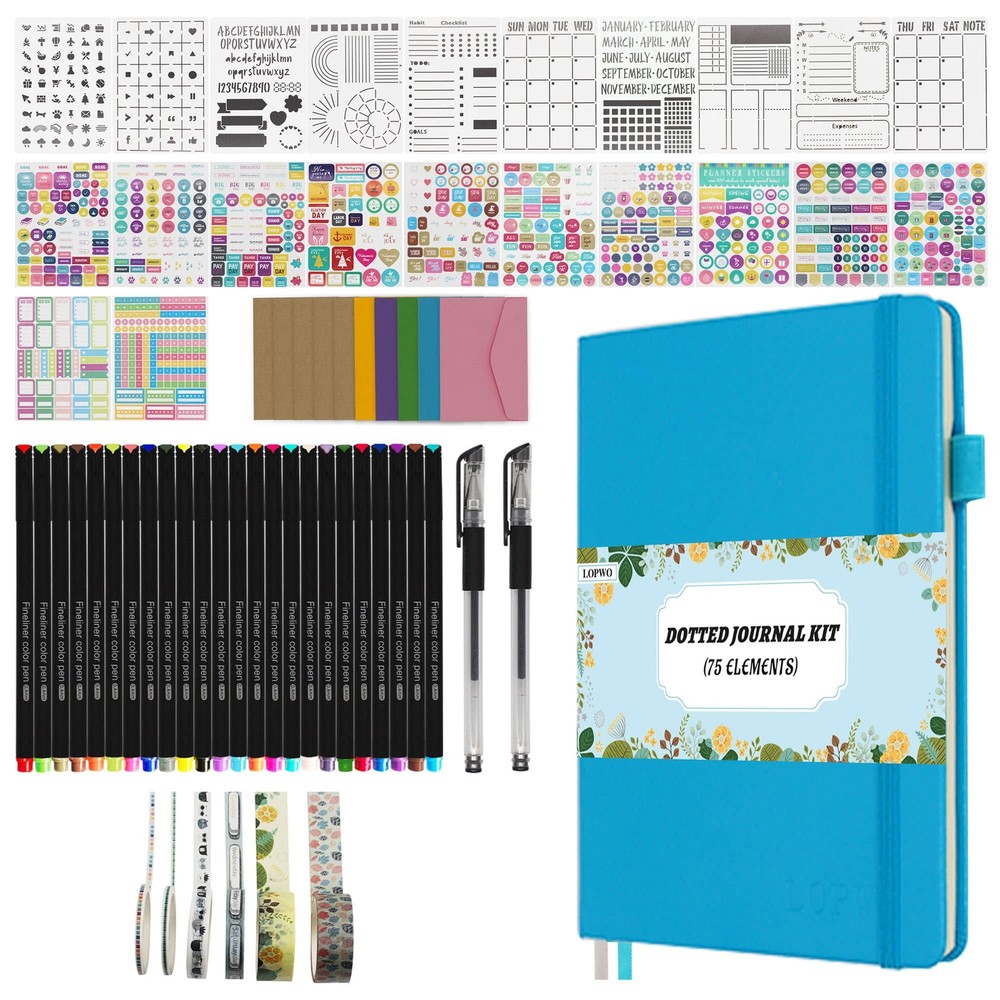 Bullet Dotted Journal Kit with Gift Box - Journaling Supplies Set Including 1...