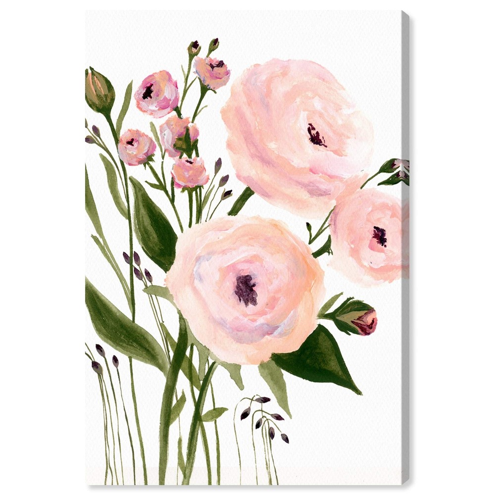 Botanical Wall Art Canvas My Blush Garden Florals Home Décor 16 Inch