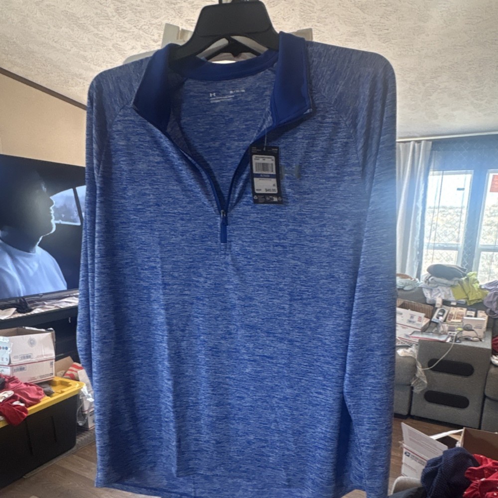 Under Armour UA Tech 2.0 1/2 Zip Pullover Blue XLT Long Sleeve Activewear