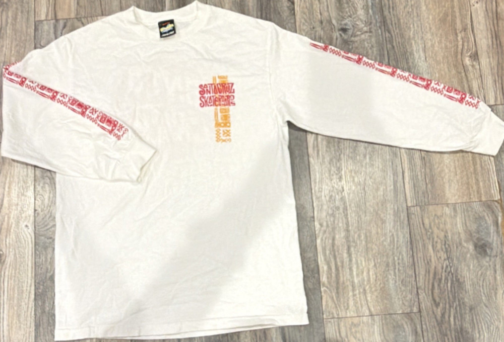 Santa Cruz x SpongeBob Men's M White Long Sleeve Crew Neck Cotton Graphic Tee