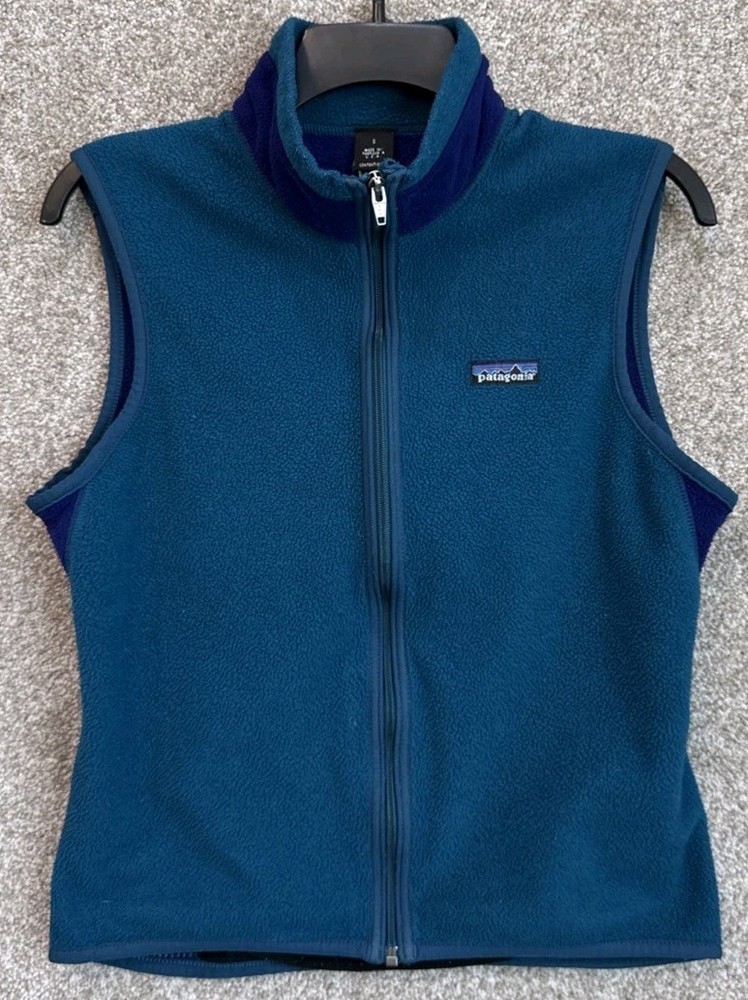 Vintage Patagonia Mens Size Small Blue PEF Synchilla Fleece Full Zip Vest USA