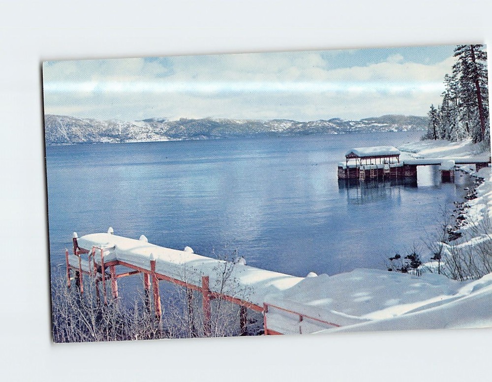 Postcard Beautiful Winter Snow in Lake Tahoe California USA