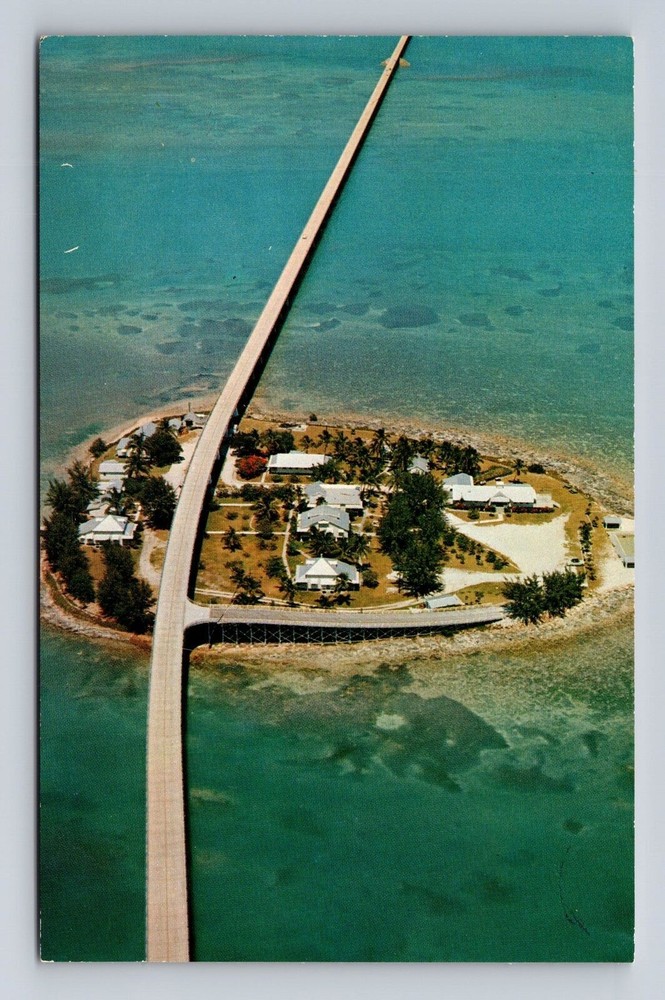 Pigeon Key FL-Florida, Aerial View Seven Mile Bridge, Antique Vintage Postcard
